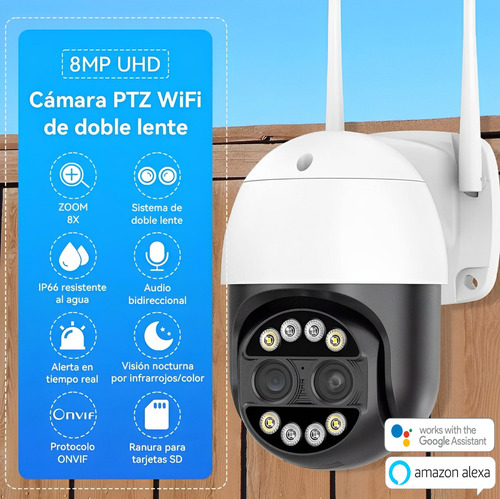Camara Seguridad Exterior 4mp Doble Lente Zoom 8x Ovnif Wifi Color Blanco