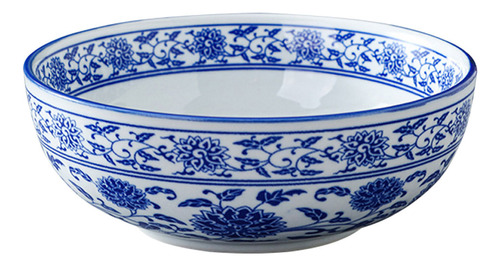 Ensaladera Comercial De Porcelana Azul Y Blanca