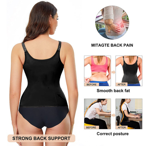 Moldeador Corporal Black Corset Waist Trainer Para Mujer
