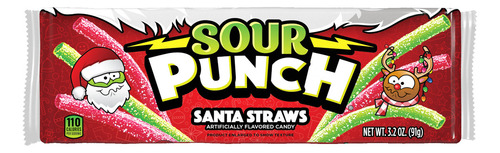 Sour Punch Santa Straws Edicion Navidad 91g Americanos