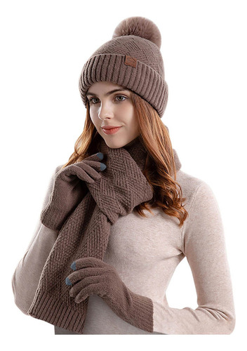 Gorro De Lana R Para Mujer E Invierno, Bufanda Cálida, Guant