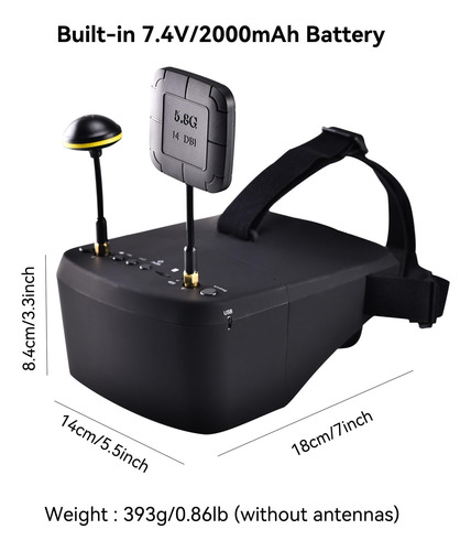 Gafas Fpv Speedy Bee Ev800d, 5,8 G, 40 Canales, 5 Pulgadas,