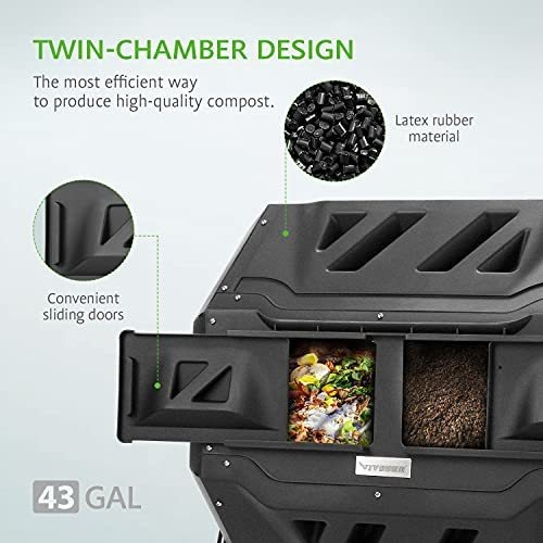 Vivosun Tumbling Composter Papelera Giratoria Doble Abono
