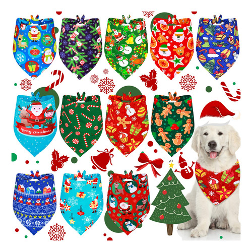 12 Piezas De Navidad Perro Bandana Tringulo Bandana Tringulo