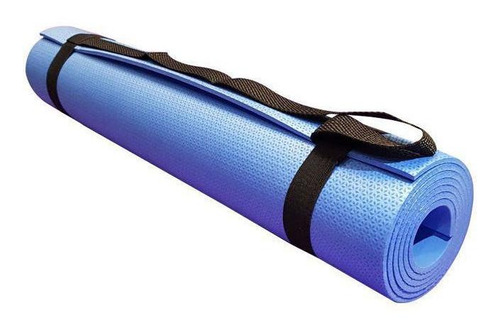 Tapete De Yoga E Pilates 170x60 Cm Com Alça Azul