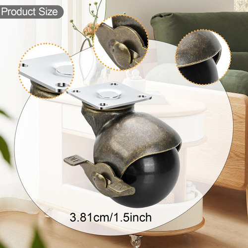 Juego De 4 Ruedas Giratorias Para Muebles Con 1,5 Pulgadas