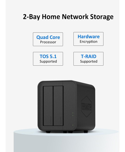 Terramaster F2-212 2bay Nas - Cpu Quad Core Ddr4 Ram Pers...