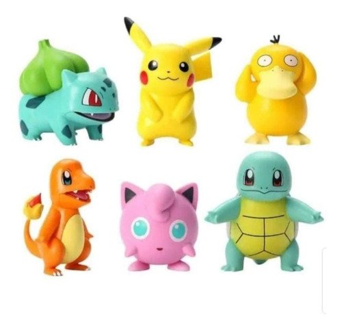 Set De 6 Bonecos Do Pokémon, Pikachu, Charmander Bulbassauro