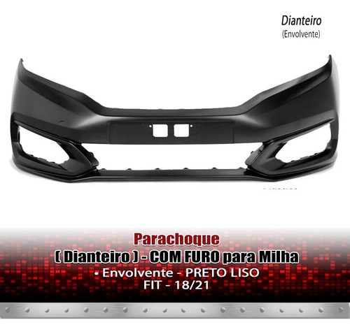 Parachoque Dianteiro Fit 2018 19 20 21 Com Furo Liso