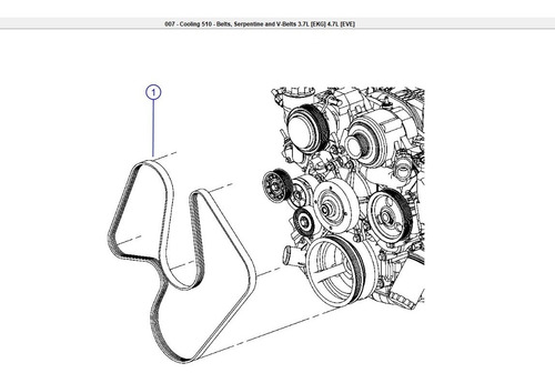 Imagen 6 de 8 de Correa Motor Mopar Original Dodge Dakota 3.7/4.7 2008-2011