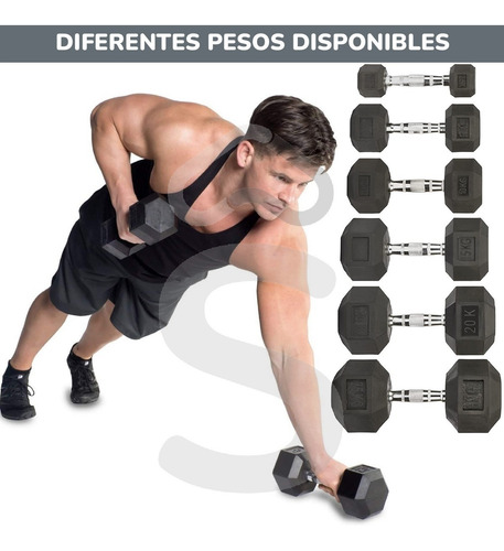 Mancuerna Hexagonal 20 Kg 1 Pieza Mancuerna Caucho
