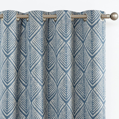 Cortinas 80% Blackout Geométricas 2 Paneles 213 Cm Azul