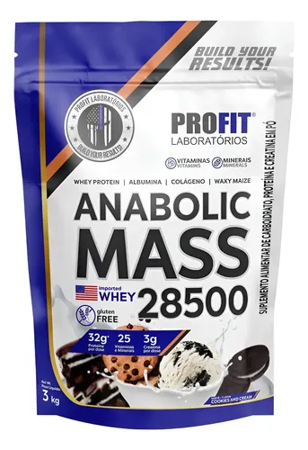 Proteína ProFit Laboratórios Hipercaloricos Anabolic Mass 28500 em pó sabor Cookies and cream x 3kg