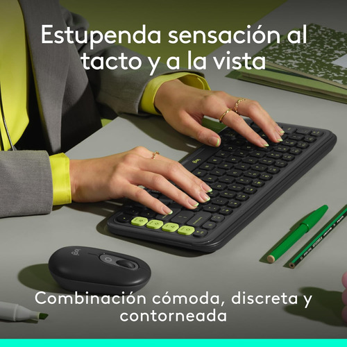 Teclado+mouse Logitech Pop Icon Bluetooth Black