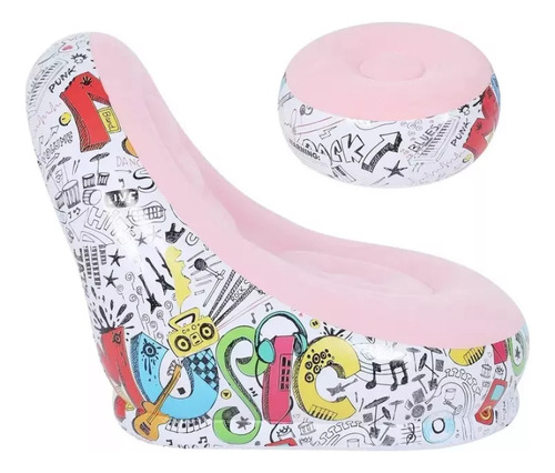 Sofá Tumbona Inflable Con Reposa Pies Y Inflador Incluido