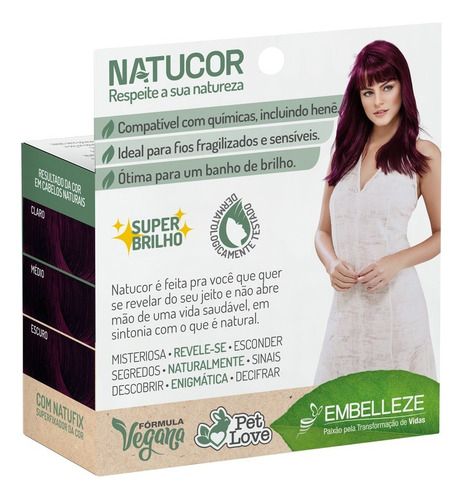 Kit Tinta De Cabelo Natucor Nat Enigmática Marsala 5.26