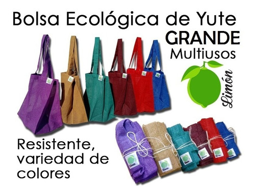 Bolsas Ecológicas De Yute Grande (paquete De 6 Bolsas)