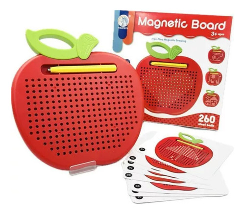 Lousa Magnetica Brinquedo Magpad Maçã Com Cartões Desenhos