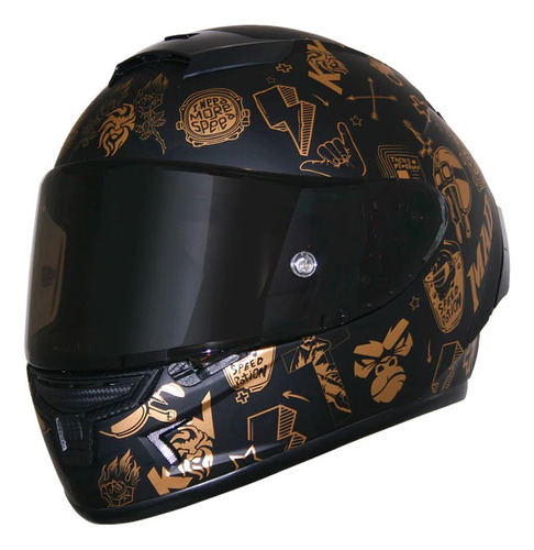 Casco Cerrado Para Moto Kov Aircut Smash Oro/ Negro 2x