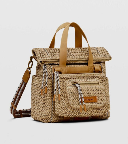 Bolsa Mochila Modular Mujer Desigual Rafia Beige
