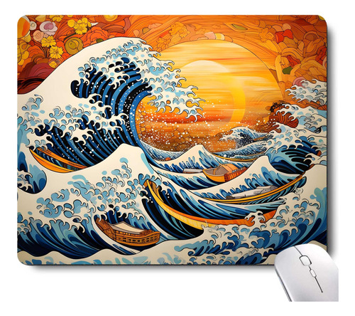 Kanagawa Waves - Alfombrilla De Mouse Grande Para Juegos, Co