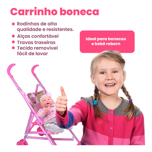 Carrinho De Boneca Baby Passeio Sem Boneca Rosa Ref 731