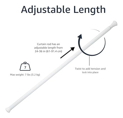Cortinero Ajustable A Presión 60 A 90 Cm Blanco