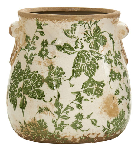 Jardinera De Desplazamiento Verde De Ceramica Toscana De 6.5