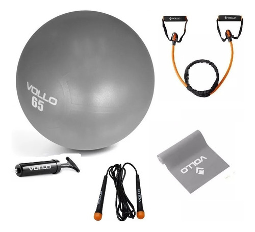 Kit Yoga Pilates Funcional C/ 5 Itens Vollo Bola Corda Faixa