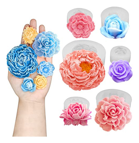 6pcs Flower Silicone Molds Resin Candle Mold Set, 3d Bloom R
