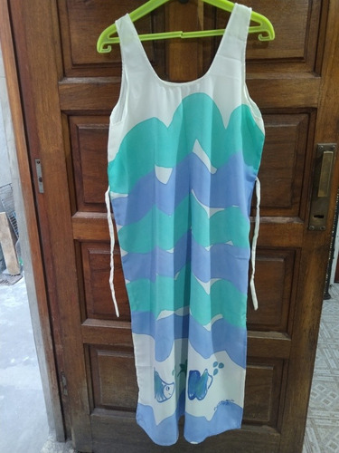 Vestido Solero Blanco Verde Agua Celeste Retro Vintage