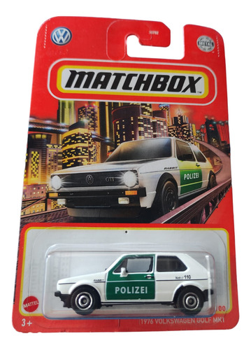 Auto Matchbox 1976 Volkswagen Golf Mk1 Polizei Notruf 110