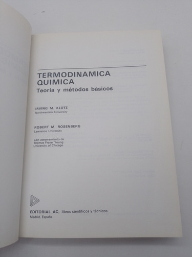 Termodinámica Química Irving M. Klotz Y Rosenberg (Usado)