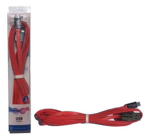 Cabo Usb Carregador V8 2m Vermelho Icone Mobile