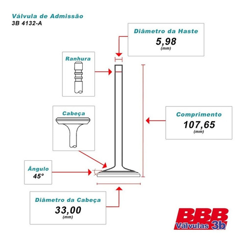 Válvula Admissão Chery Tiggo 2.0 16v Gasolina 09-15 Sqr484f