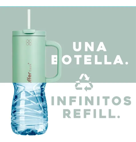 Vaso Termo Termico Buffer 1,2l Manija + Bombilla Acero Inox Sage Green