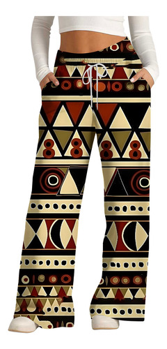 Pantalones Largos Estampados A La Moda Para Mujer Con Funda