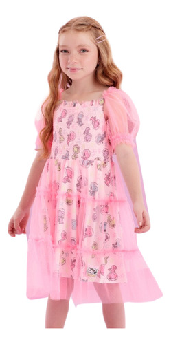 Vestido Infantil Meninas Snoopy Tule Neon Petit Cherie 21030