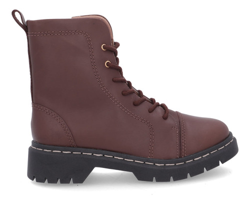 Bota Corturno Salto Plataforma Marrom Chocolate Couro Costur