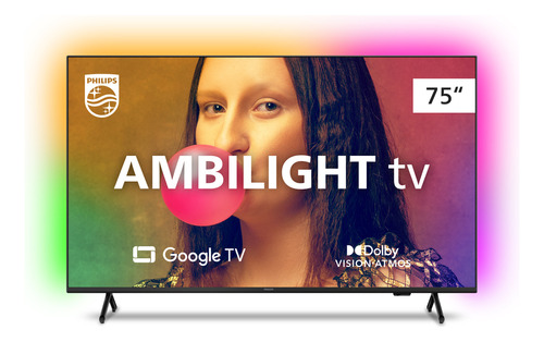 Smart Tv 75'' 75pug7908/78 Ambilight 4k UHD LED Philips Preta mate