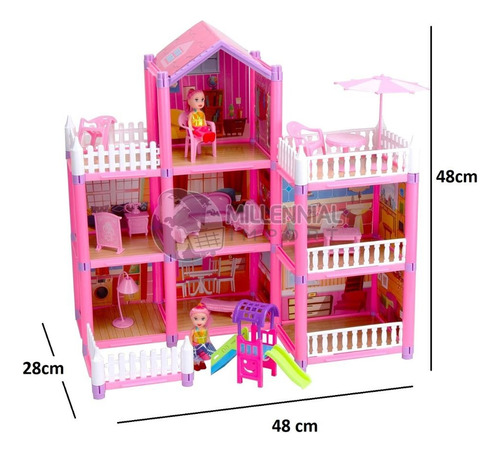 Juguete Casa De Muñecas Amoblada Para Niñas De 162 Pcs
