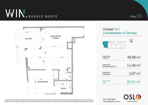 2 Ambientes 49m2 En Recoleta. Amenities. Win Barrio Norte