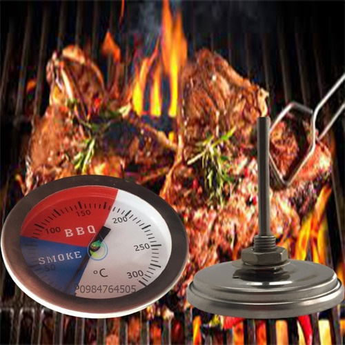 Termometro En Acero Inoxidable 0 -300ºc Tri Color Bbq