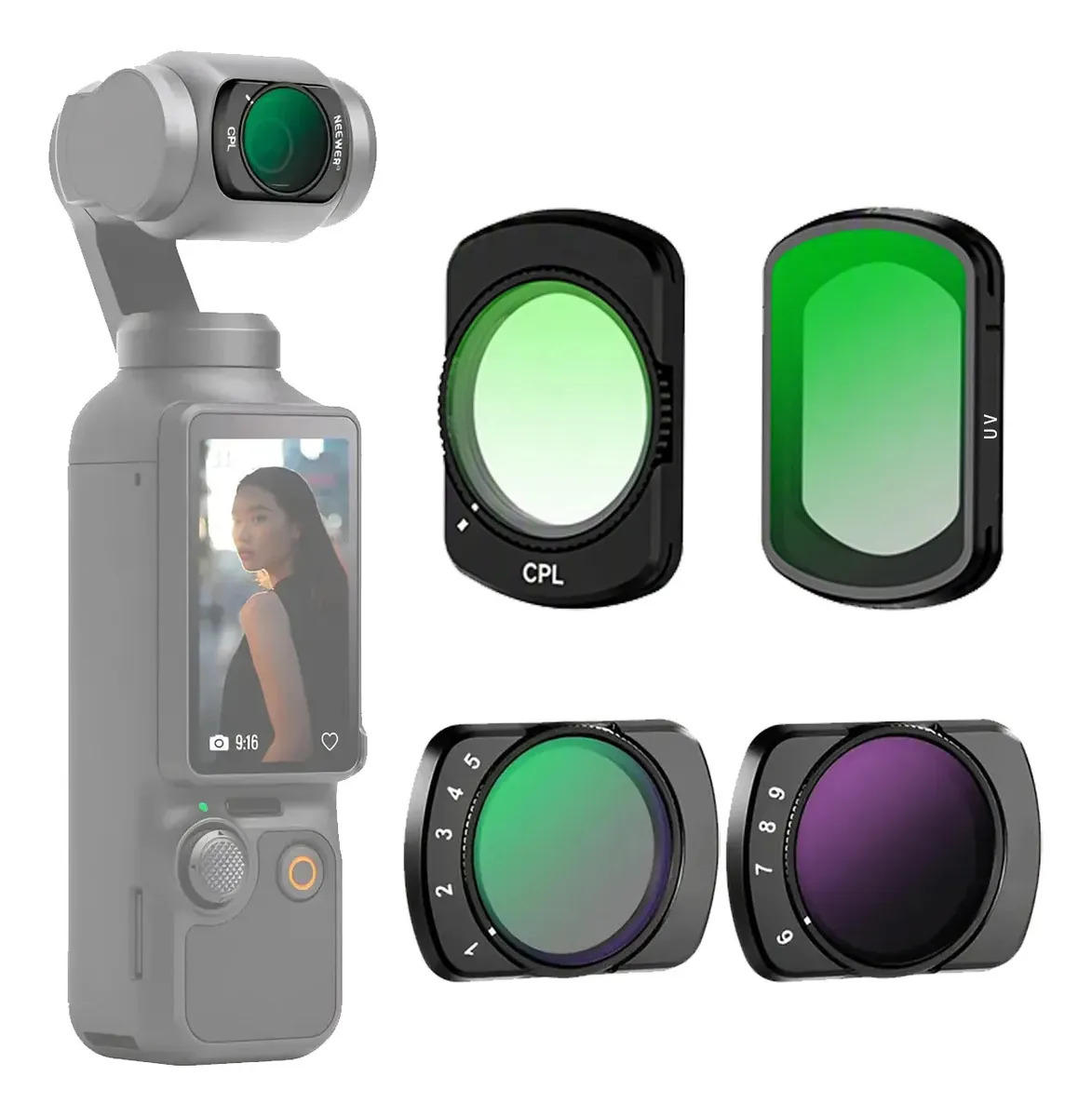 Kit 4 Filtros Magnéticos Nd/cpl Para Dji Pocket 3 Negro