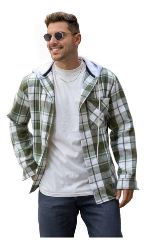 Camisaco De Paño Hombre Con Capucha Urbano Super Abrigado