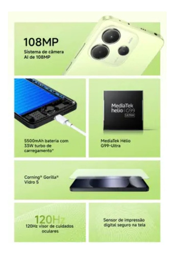 Xiaomi Redmi Note 14 128gb Global 6gb Ram 108mpx +brindes Black