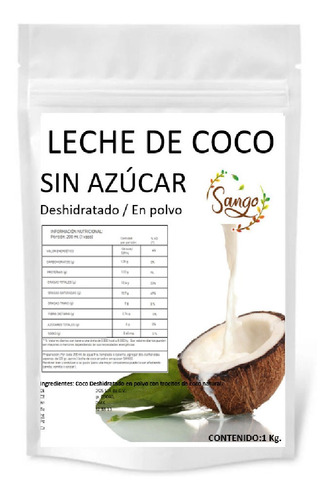 Imagen 1 de 1 de 1 Kg De Leche De Coco En Polvo, Vegana Y Sin Azucar