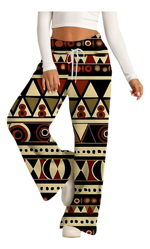 Pantalones Largos Estampados A La Moda Para Mujer Con Funda