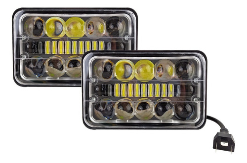 Par Faros Rectangular 5 Pul 16 Led Lupa Alta Baja