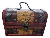 Comprar Cofre Alhajero Baul De Madera Mapa Mundi Cajón Bijouterie
